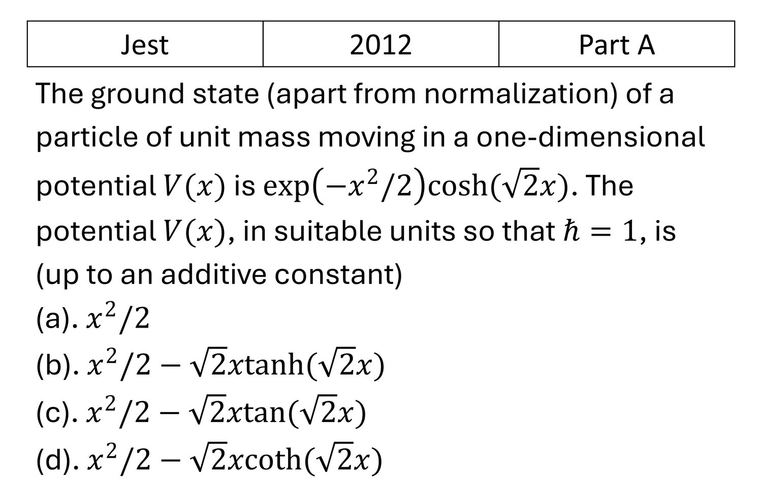 Question 1