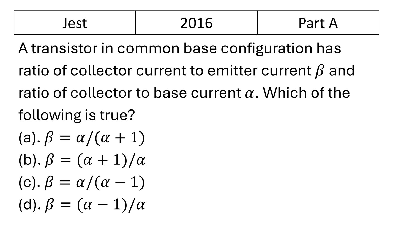 Question 1