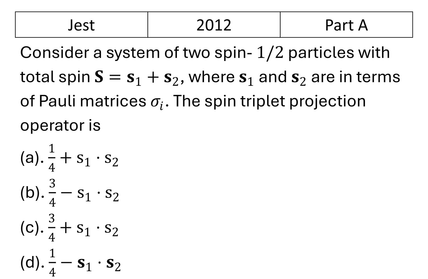Question 1